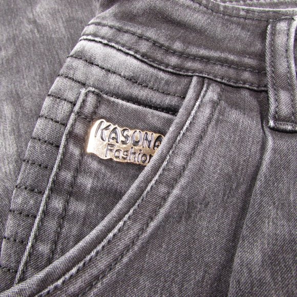 Kasuna Size 10 Gray Embellished Jeans Tapered Leg - Picture 6 of 13